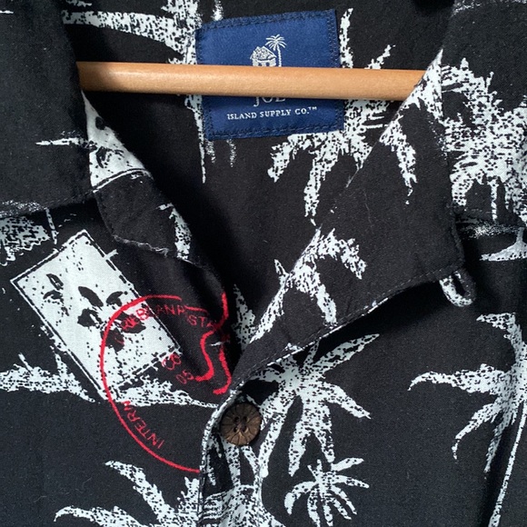 Caribbean Joe Mens XXL Short Sleeve Button Up Black w/ Palm Trees Hawaiian. - Picture 5 of 7